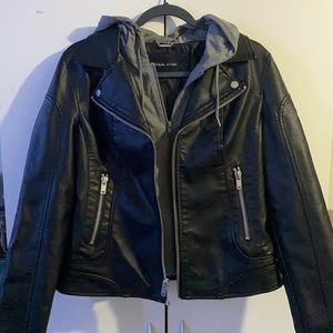 Black Rivet Faux Leather Jacket